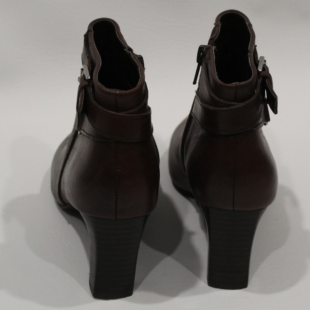 Lauren Ralph Lauren Brown Leather Ankle Booties - Picture 7 of 9